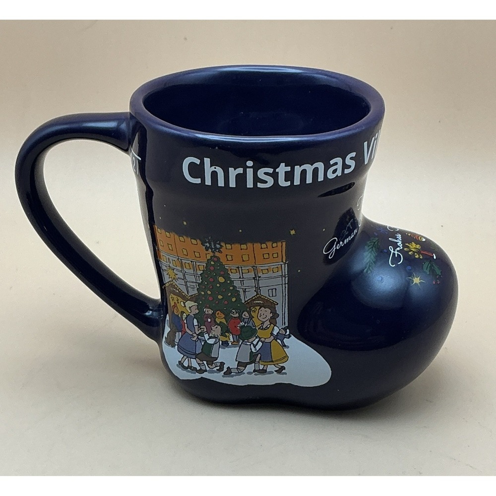 Christmas Village in Philadelphia Blue Ceramic Boot Mug Gluhwein Cup Souvenir